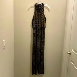 ENFOCUS Studio women’s black & gold high neck jumper suit, draw string wide legs